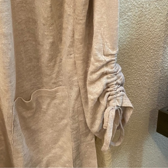 J. JILL Women Light Beige 100% Linen Longline Open Cardigan Size Medium Petite - Picture 4 of 8